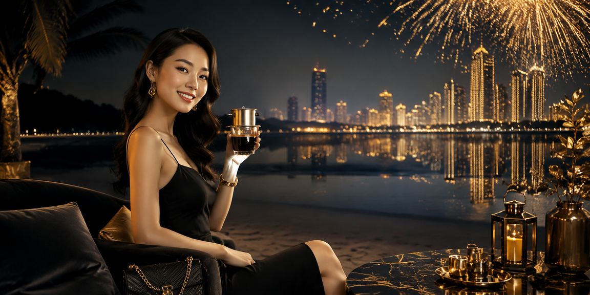 Người dùng thư giãn tại Côn Đảo, truy cập nền tảng cá cược trực tuyến bên ly cà phê