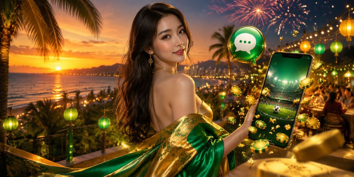 Người dùng tại Đà Nẵng xem kèo cá cược trên điện thoại bên bờ biển buổi tối