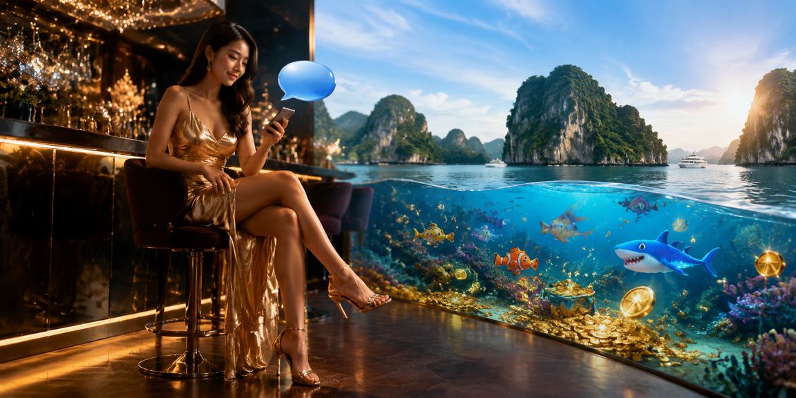 Người dùng Việt Nam chơi casino trên điện thoại với phong cảnh vịnh Hạ Long