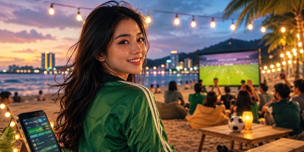 Người hâm mộ bóng đá tại Sài Gòn xem trận và theo dõi kèo cá cược trực tuyến trên bãi biển